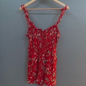 Lily Rose Red Floral Smocked Top